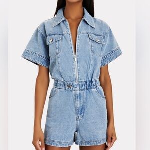 We wore what denim zipper romper